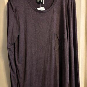 H by bordeaux Women's Size l Tunic Subtle Purple/Gray stripe pattern 28" NWT